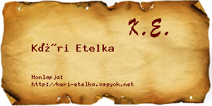 Kéri Etelka névjegykártya